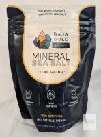 Baja Gold Mineral Sea Salt Fine Grind 1 lb (454g) | Sea of Cortez, 300+ Servings, Lot 150371 BB 06/01/33