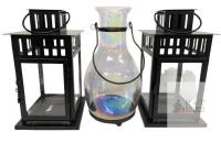 3 Hanging / Tabletop Candle Lanterns Up To 11.4" Tall