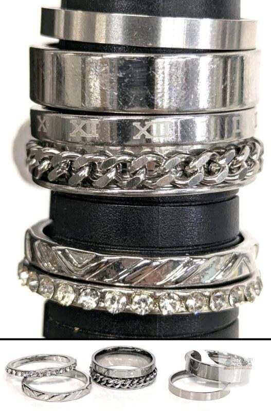 5 Rings : Size 11, 12 & 13 - Includes Spinning Chain Fidget Ring (Size 12)