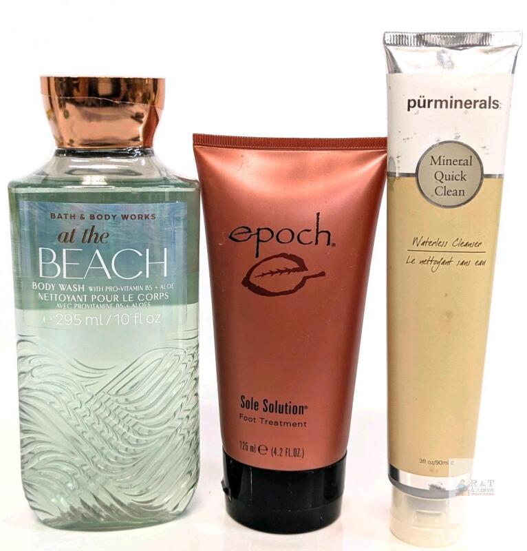 New Bath & Body Works At the Beach Body Wash, Epoch Foot Treatment & Purminerals Mineral Quick Clean Waterless Cleabser