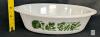 Vintage Glasbake Green Garden Herbs 10" Divided Casserole Dish Milk Glass - 2
