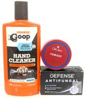 Goop Hand Cleaner 16oz, Old Spice Pomade, Defense Antifungal Soap 4.2oz&ndash;Personal Care Set Note: Online returns. Volumes may be lower than listed DEFENSE BAR SEALED<br/>