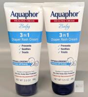 Aquaphor Baby Healing Cream 3 in 1 Diaper Rash Cream, 3.5 oz, 2 Pack, 15% Zinc Oxide, 07/2027 Exp Note: Online returns. Volumes may be lower than listed<br/>