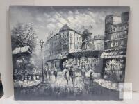 Barnett Original Oil Painting Moulin Rouge Paris Monochrome Impressionist Canvas Art Oil on Canvas - 24 &frac14;"&times;20 &frac14;"