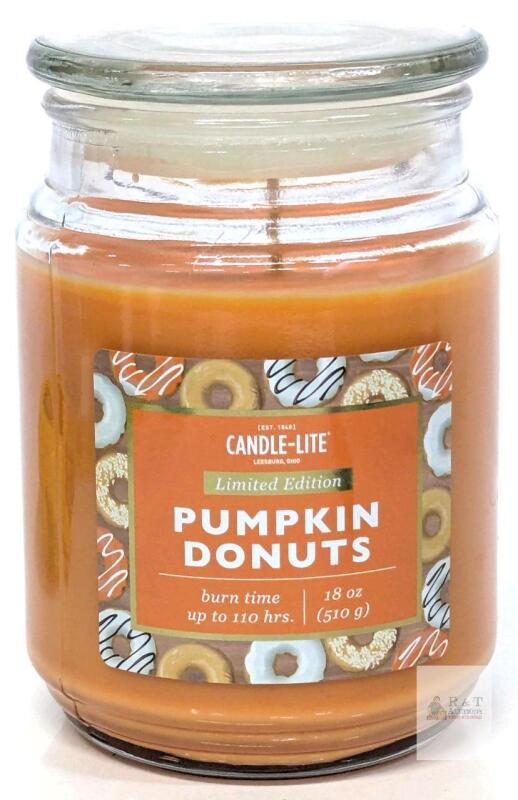 Candle-lite Pumpkin Donuts Limited Edition 18 oz Scented Jar Candle Single-Wick Glass USA
