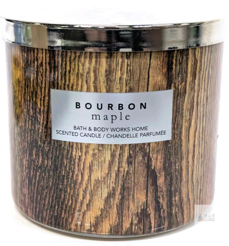 Bath & Body Works Bourbon Maple 3-Wick Scented Candle 14.5 oz Glass Jar, Soy Blend, Unused