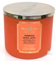 White Barn Pumpkin Spice Latte 3-Wick Scented Candle, 14.5 oz, Glass Jar, Unused, UPC 0667554904507