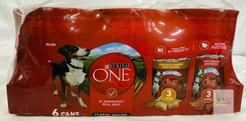 Purina ONE Classic Ground Wet Dog Food Variety Pack, Chicken & Beef 13 oz Cans, 6 Count, Oct 2027 Expiry
