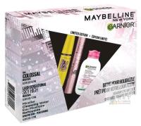 New MAYBELLINE NY Gift Set : The Colossal Mascara (Classic Black), Sky High Mascara (Blackest Black), Garnier Micellar Cleansing Water All-in-One 7.2ml