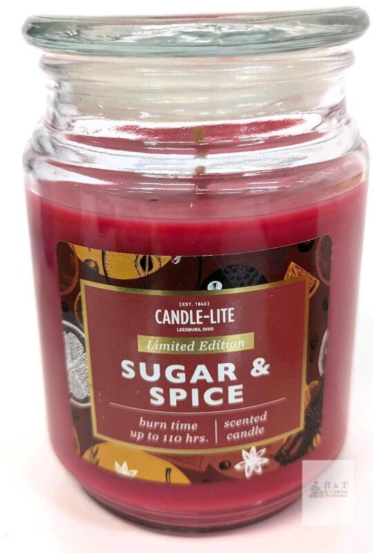 Candle-lite Sugar & Spice Scented Jar Candle, Limited Edition, 18 oz, Burn Time 110 hrs