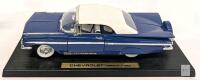 1959 Chevrolet Impala Diecast Model Car 1:24 Scale, Blue & White, Display Base, Opening Doors/Hood