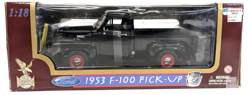 Ford 1953 F-100 Pickup Die-Cast Model 1:18 Road Legends Black, Opening Parts, Boxed, #92148