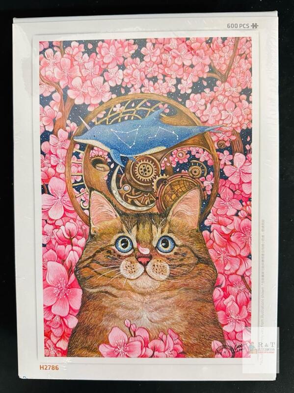 NEW Pintoo Showpiece 600pc Plastic Puzzle H2786 Cat Dolphin Gears Cherry Blossoms Premium Sealed