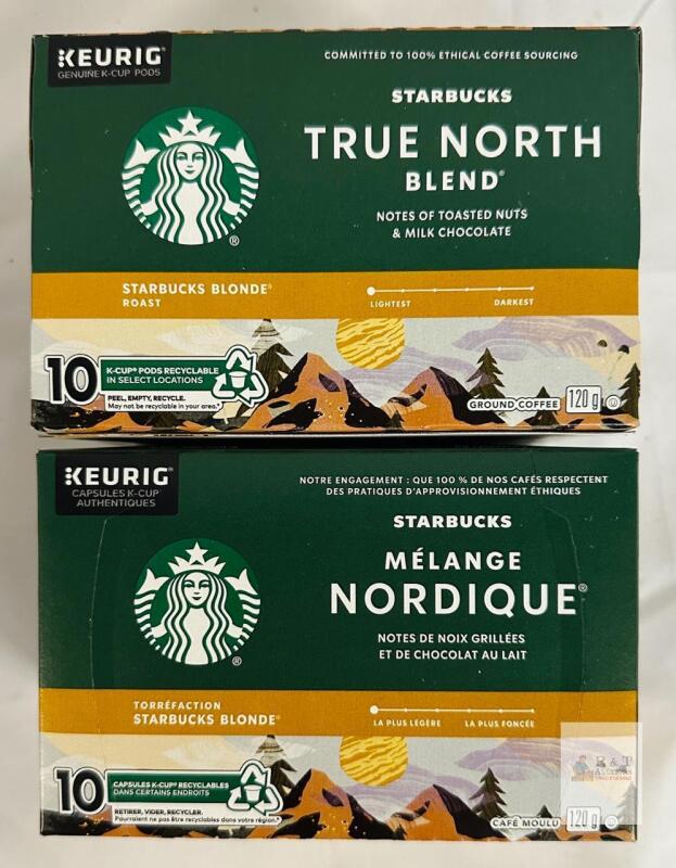2 BB APR 2026 Starbucks True North Blend K-Cup Pods, Blonde Roast, 10 Pack, 120g, Keurig Compatible, Canada Exclusive