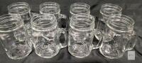 County Fair 16 oz Glass Drinking Jars with Handles, Embossed Rooster Design, 5" Tall
