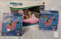 Poolmaster Jumbo Flamingo Float 86"x75"x54" & 2 AquaFlo Flamingo Cup Holders Pool Set