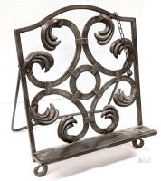 Decorative Wrought Iron Cookbook Stand &ndash; 12"x13", Scrolled Vintage Design, Adjustable Metal Holder