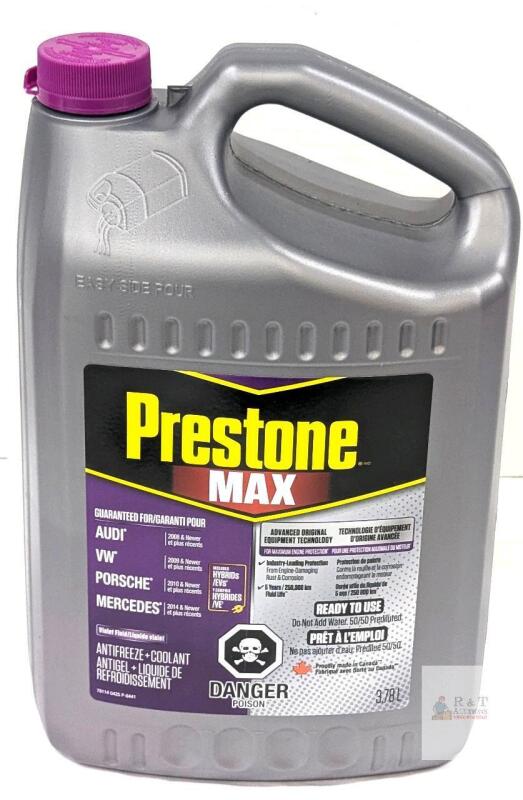 NEW SEALED Prestone MAX Violet Antifreeze Coolant, 3.78L Ready to Use, For Audi VW Porsche Mercedes 2008+