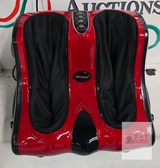 AS NEW WORKING H&B Luxuries FM9810-RED Foot and Leg Massager, 3 Speed, Heating, 28.9 lbs, 21.9"x19.3"x18.7"