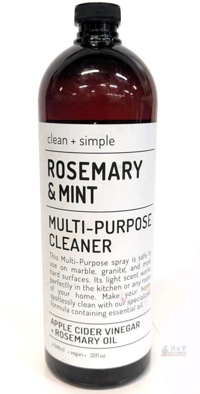 clean + simple Rosemary & Mint Multi-Purpose Cleaner, 32oz, Apple Cider Vinegar, Vegan, Full. No longer sealed, not much loss of volume (if any)