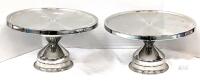 Pair Stainless Steel Cake Stands, 12&rdquo; Diameter, 6&rdquo; Tall, Pedestal Base, Commercial Quality