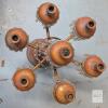 Antique Brass & Crystal 7-Light Candelabra, 34.25" Tall, Victorian-Style, Ornate Prisms, Patina<br/>missing Stone crystal pendalogues, crack in metal (pictured) - 4