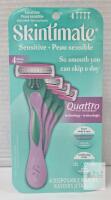 Skintimate Quattro for Women Sensitive Disposable Razors 4-Pack, 4 Blades, Unscented