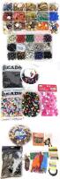 Assorted Beads (Incl Pony Beads), Feathers & Jewelry-Making Supplies