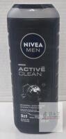Nivea Men Active Clean 3-in-1 Shower Gel 500 mL, Active Charcoal, 60154957, Original Packaging