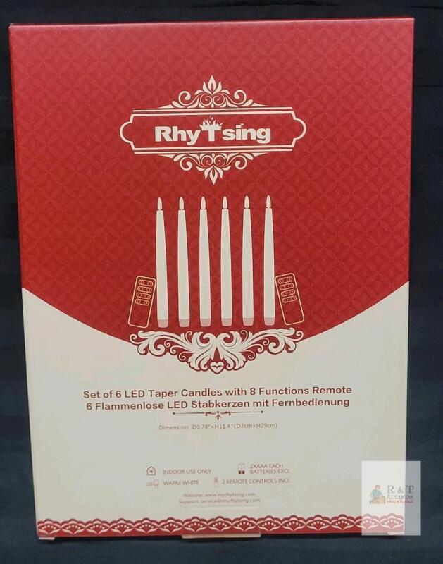 NEW RhyTsing 6-Pack LED Taper Candles, Ivory, 11.4" Tall, Remote Controlled, 8 Functions, Battery Operated