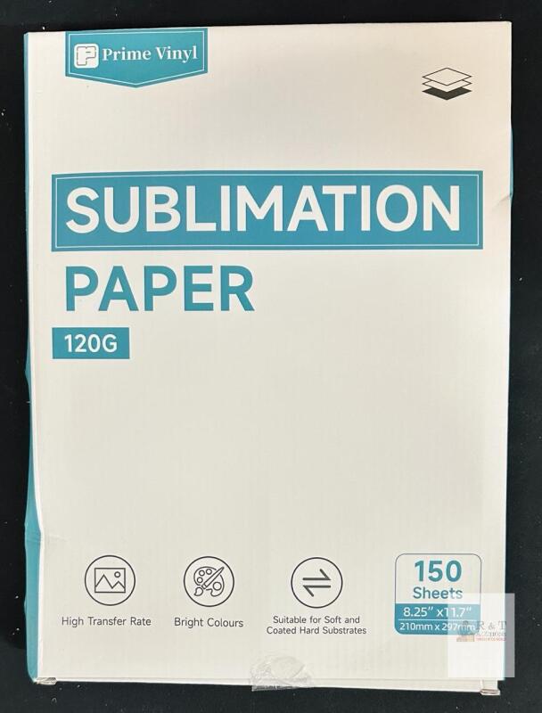 Prime Vinyl Sublimation Paper 120G A4 8.25x11.7&rdquo; 150 Sheets High Transfer Rate for Inkjet Printer