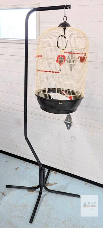 Living World Dome Top Hanging Bird Cage with Metal Stand, 65.5" Total Height, EST 13.5" Diameter