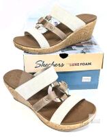 New Size 9 Women's Sketchers Luxe Foam Beverlee Sail Away Cork Wedge Sandals