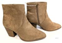 New Size 10 Women's Faux Suede Almond Toe Ankle Boots With Side Zipper Access