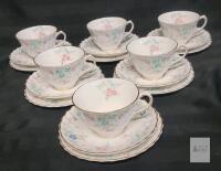 Vintage Royal Doulton " Pastoral " 18pc. Cups , Saucers & Dessert Plates . No chips or cracks