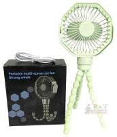 New Green Mini Fan With Flexible Octopus Tripod for Car Seat, Student Bed, Bike - USB Rechargeable, Desk Fan for Office, Baby Room or Outdoor