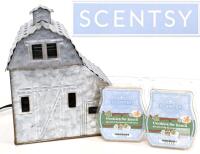 New Scentsy COUNTRY LIVING Wax Warmer - Galvanized Steel Barn Farmhouse Wax Warmer & 2 Scentsy Cookies For Santa Wax Melts (1 Package Missing 2 Melts)