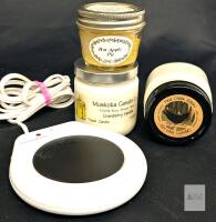 3 Hand Poured Canadian Candles (Hot Apple Piexl, Cranberry Vanilla & Pine Creek Hollow) Up to 8oz & Candle Warmer (Tested For Power)