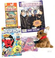 Vintage 1980s Kool-Aid Man Comic, 1990 New Kids on The Block Scrapbook & Buttons, 1997 Matchbox Star Car Brady Bunch Station Wagon, Burger King Toy & Chihuahua