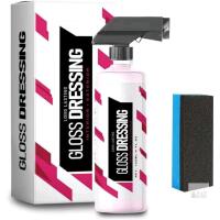 New Gloss Dressing, Long Lasting Interior/Exterior Car Plastic Care Kit, 120ml With Spray Nozzle, Sponge & Cloth