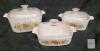 Vintage Corning Ware " Spice of Life " Casserole Dish 3pc. Set .