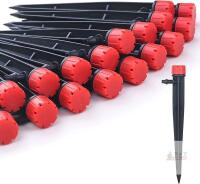 New 100pcs Drip Irrigation Emitters for 1/4" Drip Irrigation Tubing,Adjustable 360 Degree Water Flow Drippers on 5" Arrow Stake, Garden Irrigation Drippers for (4-7mm) Watering System Kit
