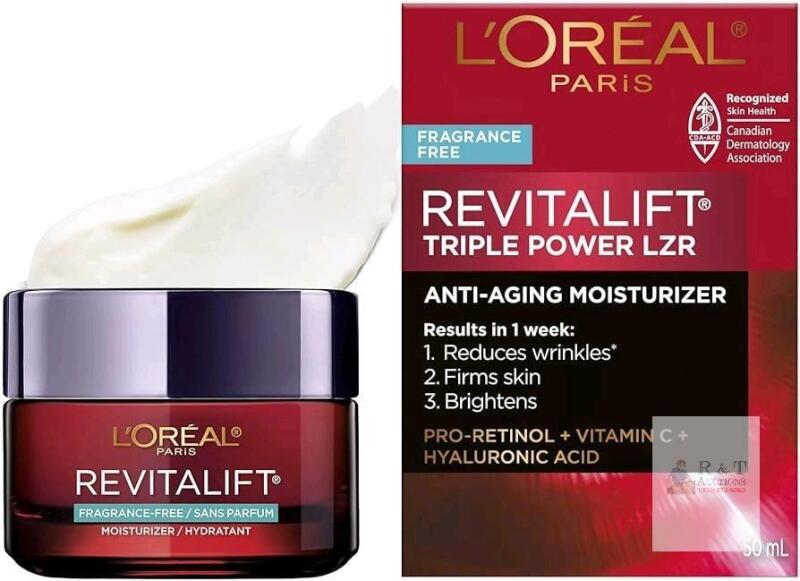 New L&rsquo;Or&eacute;al Paris Day Moisturizer, Revitalift Triple Power LZR, With Pro-Retinol, Vitamin C + Hyaluronic Acid, Reduces Look of Wrinkles, Firms Skin, Smoother Texture, Fragrance-Free, Skincare, 50 ml
