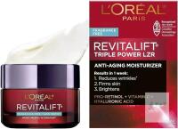 New L&rsquo;Or&eacute;al Paris Day Moisturizer, Revitalift Triple Power LZR, With Pro-Retinol, Vitamin C + Hyaluronic Acid, Reduces Look of Wrinkles, Firms Skin, Smoother Texture, Fragrance-Free, Skincare, 50 ml