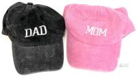 New O/S Adult Embroidered Mom and Dad Hats, Adjustable Cotton Couple Baseball Caps for Fathers Day, Mothers Day, New Parents Gifts, 100% Cotton