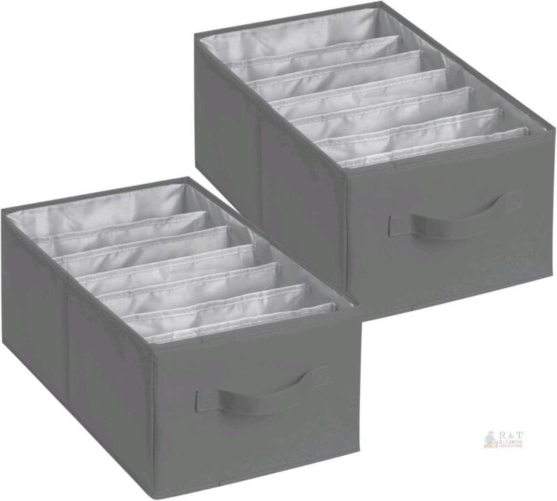 New 2-Pack AugFox Clothes Organizer and Storage Boxes &ndash; Versatile Closet Storage, Sturdy Drawer Organizers Clothes for Jeans, Pants, Tshirts, and Leggings (Grey, 45x25x18cm)