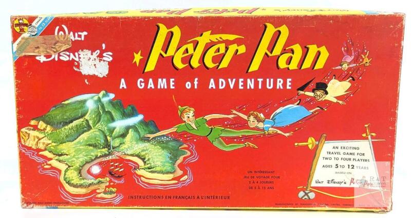Rare Vintage 1950s Walt Disney&rsquo;s Peter Pan : A Game of Adventure - No. 3801 - Bilingual Version Made in Canada , Appears Complete (See Photos)