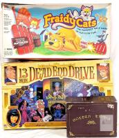 3 Vintage Games: First Edition Golden Trivia, Milton Bradley 13 Dead End Drive (1993) & Fraidy Cats (1994)