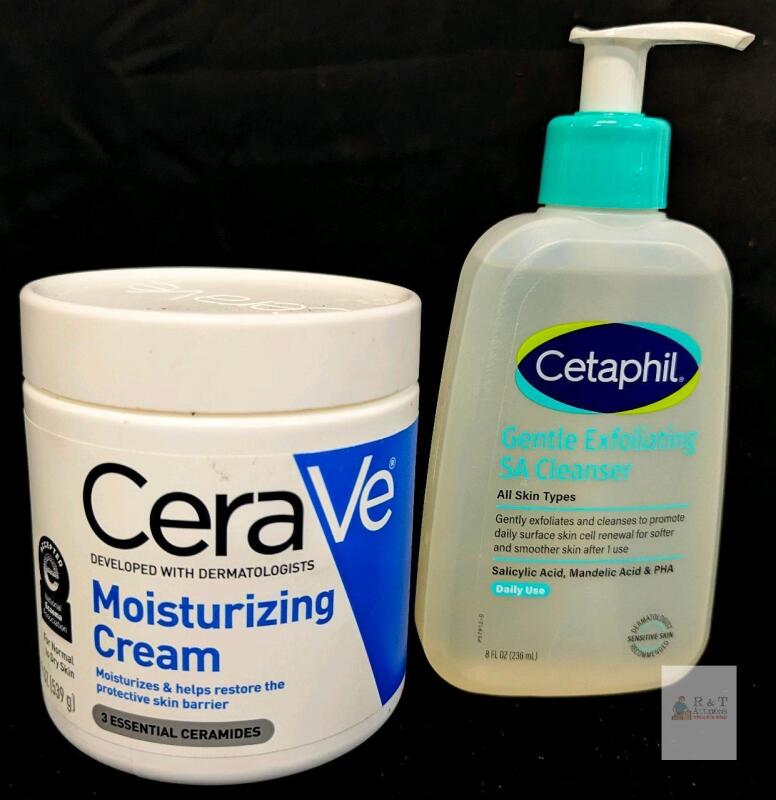 CeraVe Moisturizing Cream 19oz & Cetaphil Exfoliating SA Cleanser 8oz, Both for Sensitive Skin Note: Online returns. Volumes may be lower than listed<br/>