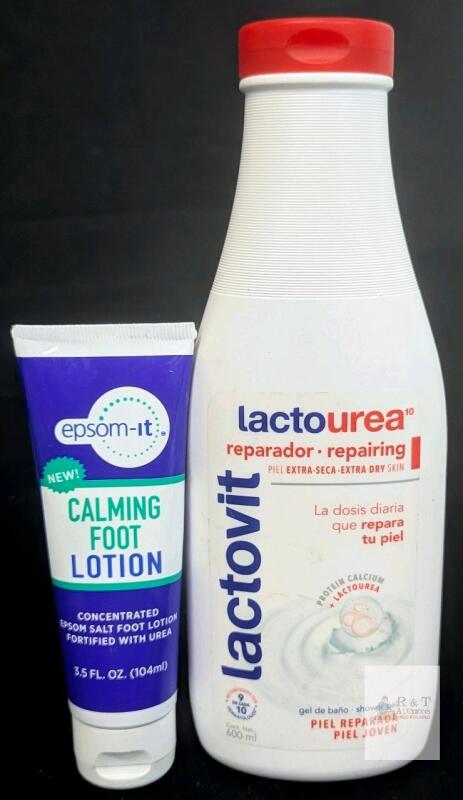 lactovit Lacto-Urea Ultra Moisturizing Gel 600ml & Epsom-it Calming Foot Lotion Fortified With Urea 3.5 FL. OZ. (104ml)